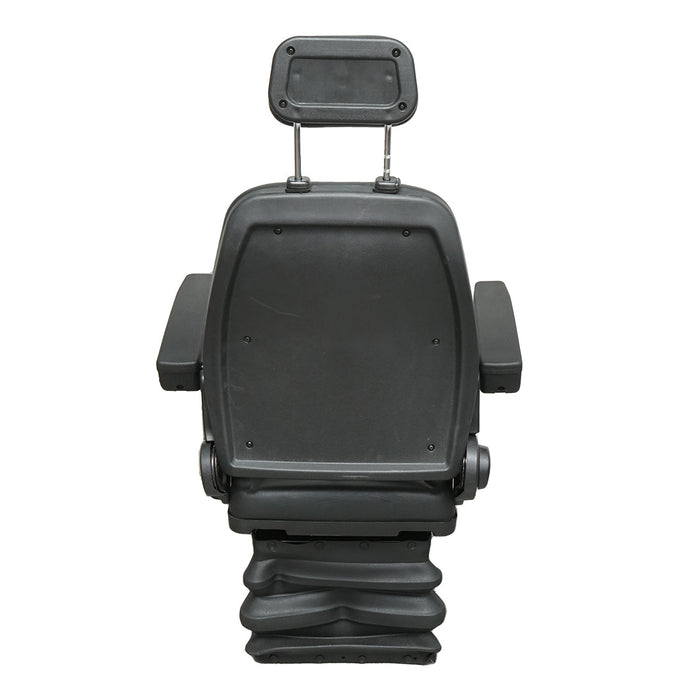 Sedile universale regolabile in altezza e peso 40-120 kg, con braccioli e schienale ribaltabile 50-90° per trattore, macchine agricole, industriali e carrelli elevatori