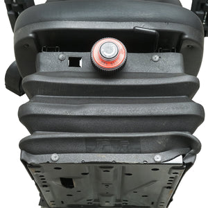 Sedile universale regolabile in altezza e peso 40-120 kg, con braccioli e schienale ribaltabile 50-90° per trattore, macchine agricole, industriali e carrelli elevatori