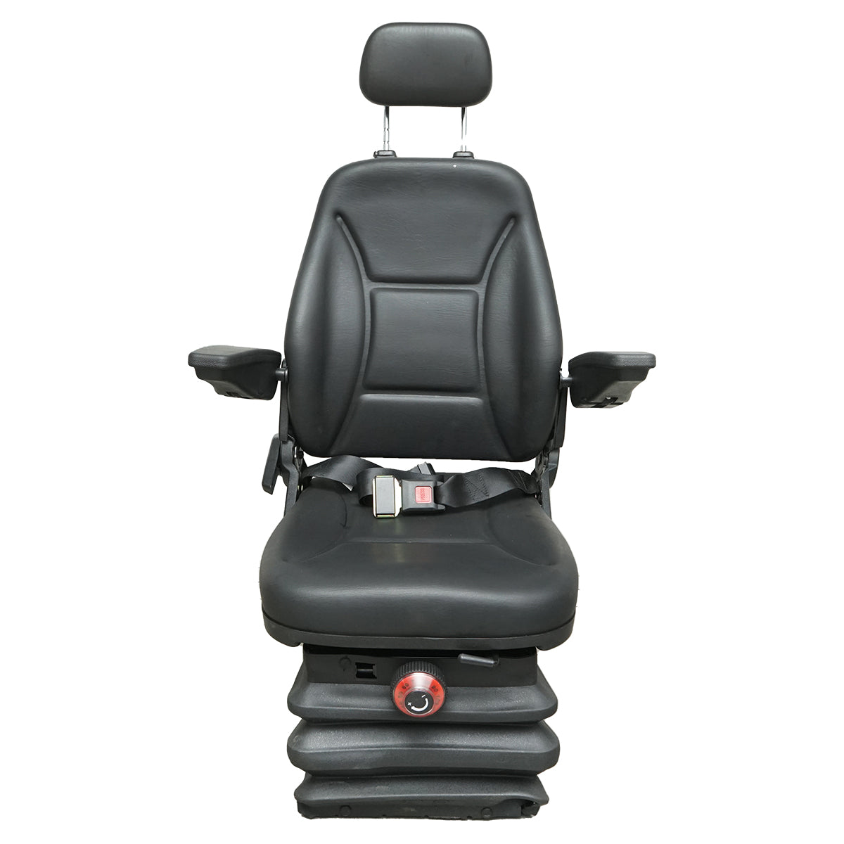 Sedile universale regolabile in altezza e peso 40-120 kg, con braccioli e schienale ribaltabile 50-90° per trattore, macchine agricole, industriali e carrelli elevatori