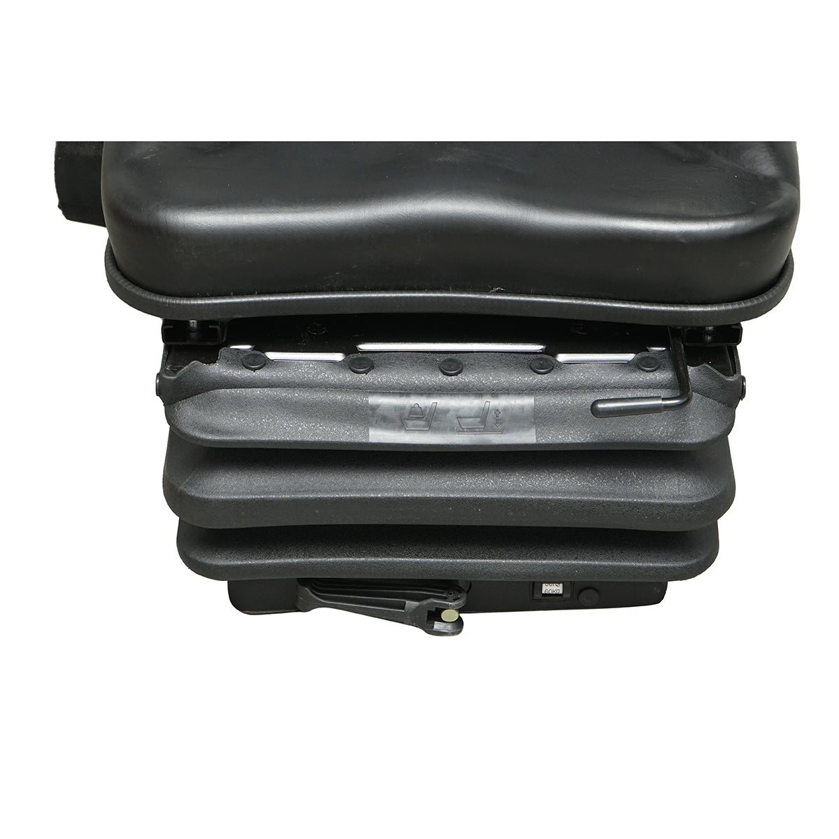 Sedile universale regolabile per peso 50-130 kg, con braccioli e schienale ribaltabile 50-90° per trattore, macchine agricole, industriali e carrelli elevatori.