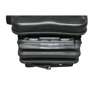 Sedile universale regolabile per peso 50-130 kg, con braccioli e schienale ribaltabile 50-90° per trattore, macchine agricole, industriali e carrelli elevatori.