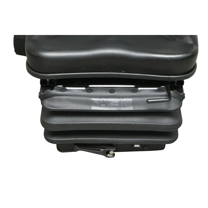 Sedile universale regolabile per peso 50-130 kg, con braccioli e schienale ribaltabile 50-90° per trattore, macchine agricole, industriali e carrelli elevatori.