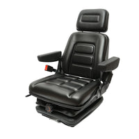 Sedile universale regolabile per trattore con cintura di sicurezza, braccioli e sospensione meccanica 830x610mm