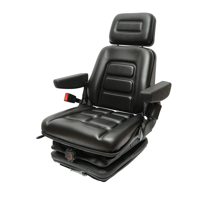 Sedile universale regolabile per trattore con cintura di sicurezza, braccioli e sospensione meccanica 830x610mm