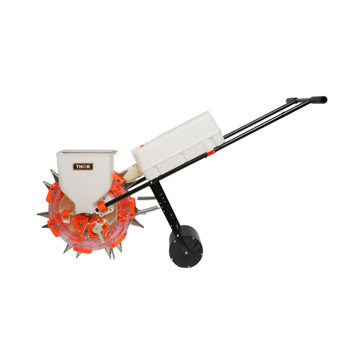 Seminatrice manuale con 7 denti, profondità di semina 8 cm, serbatoio semi 4L, contenitore fertilizzante 12L THOR