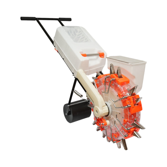 Seminatrice manuale con 7 denti, profondità di semina 8 cm, serbatoio semi 4L, contenitore fertilizzante 12L THOR