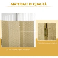 Paravento Separé da Interno a 4 Ante in Legno, Pieghevole e Salvaspazio Altezza 170cm, Marrone