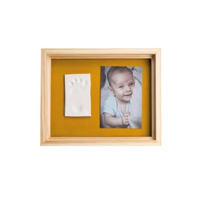 Baby Art Pure Frame - Kit cornice con argilla da modellare e cornice in legno di pino naturale, rullo, pannello posteriore reversibile (Verde/Arancione)
