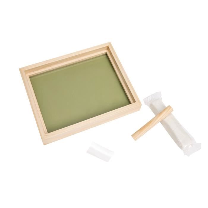 Baby Art Pure Frame - Kit cornice con argilla da modellare e cornice in legno di pino naturale, rullo, pannello posteriore reversibile (Verde/Arancione)