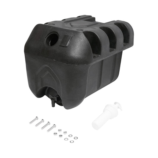 Serbatoio per acqua 30L con rubinetto e dosatore di sapone da 250 ml, in plastica nera, dimensioni 332x420x331 mm