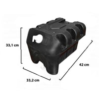 Serbatoio per acqua 30L con rubinetto e dosatore di sapone da 250 ml, in plastica nera, dimensioni 332x420x331 mm