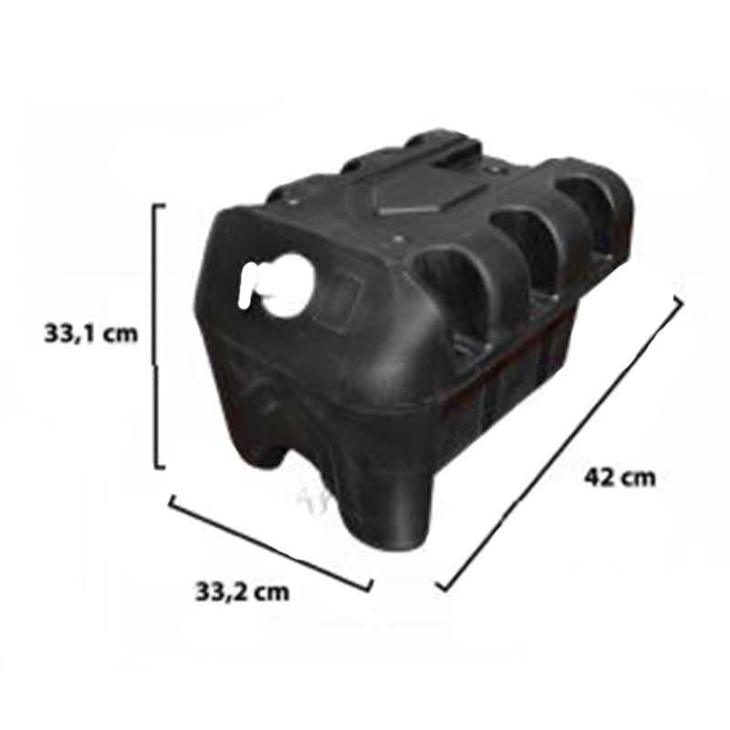 Serbatoio per acqua 30L con rubinetto e dosatore di sapone da 250 ml, in plastica nera, dimensioni 332x420x331 mm