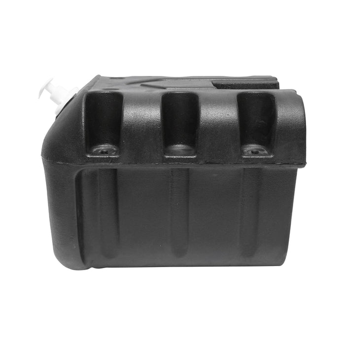Serbatoio per acqua 30L con rubinetto e dosatore di sapone da 250 ml, in plastica nera, dimensioni 332x420x331 mm