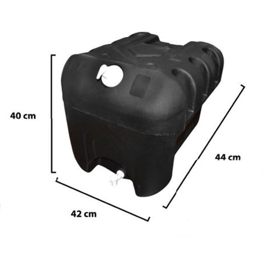 Serbatoio per acqua 50L con rubinetto e dosatore di sapone da 250 ml, in plastica nera, dimensioni 420x440x400 mm