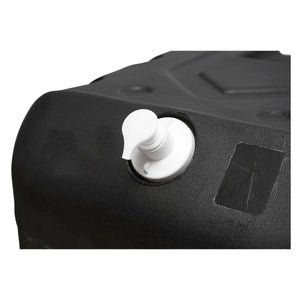 Serbatoio per acqua 50L con rubinetto e dosatore di sapone da 250 ml, in plastica nera, dimensioni 420x440x400 mm