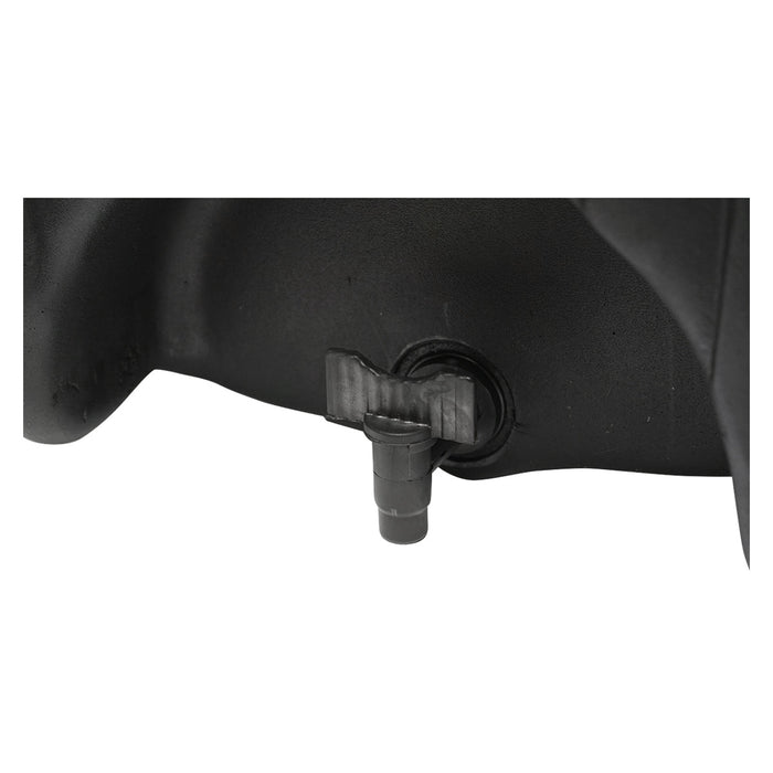 Serbatoio per acqua 50L con rubinetto e dosatore di sapone da 250 ml, in plastica nera, dimensioni 420x440x400 mm