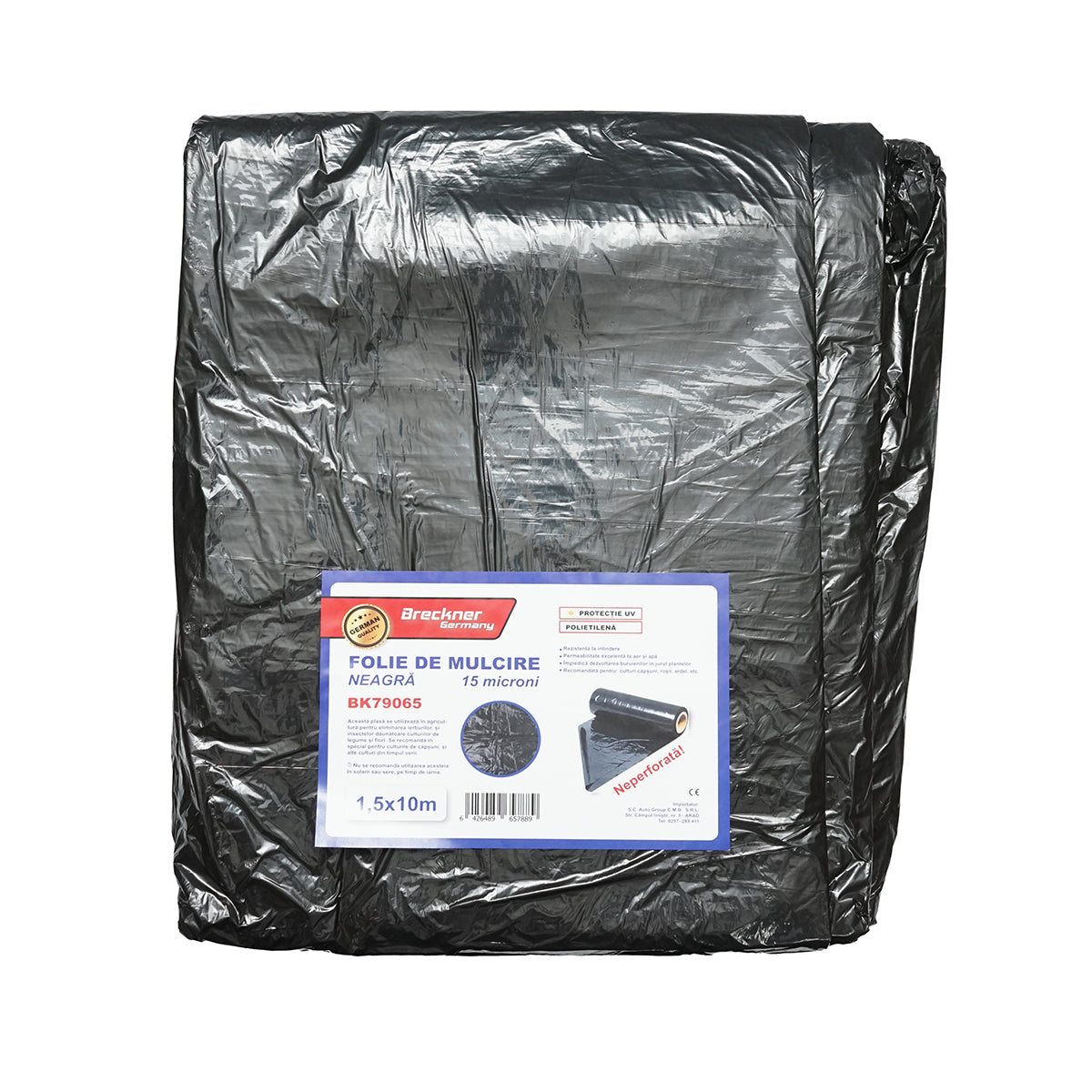 Set 10 pezzi di foglio per pacciamatura, anti-erbacce 1.5x10m, 15 microni, nero non perforato, protezione UV Breckner Germany