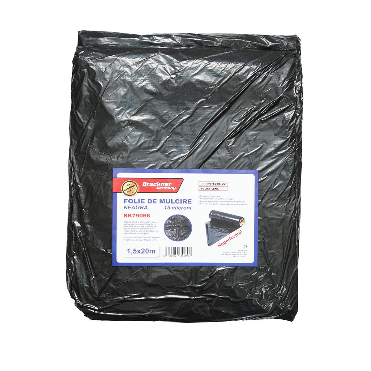 Set 10 pezzi di foglio per pacciamatura, anti-erbacce 1.5x20m, 15 microni, nero non perforato, protezione UV Breckner Germany