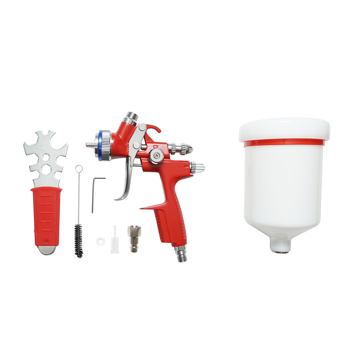 Pistola per verniciatura ad aria compressa 500 ml, ugello 2 mm, portata 300 ml/min, pressione max 4 bar