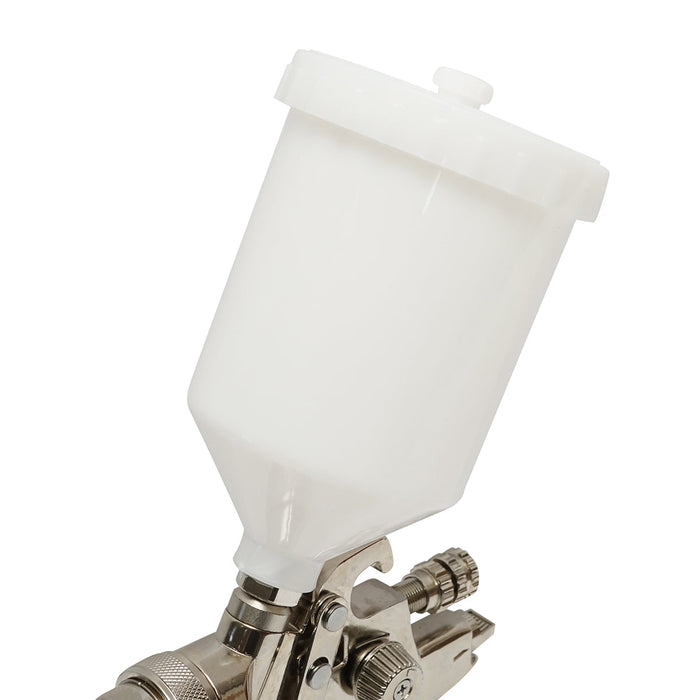 Pistola per verniciatura ad aria compressa da 600 ml, ugello 2 mm, portata 300 ml/min, pressione max 4 bar