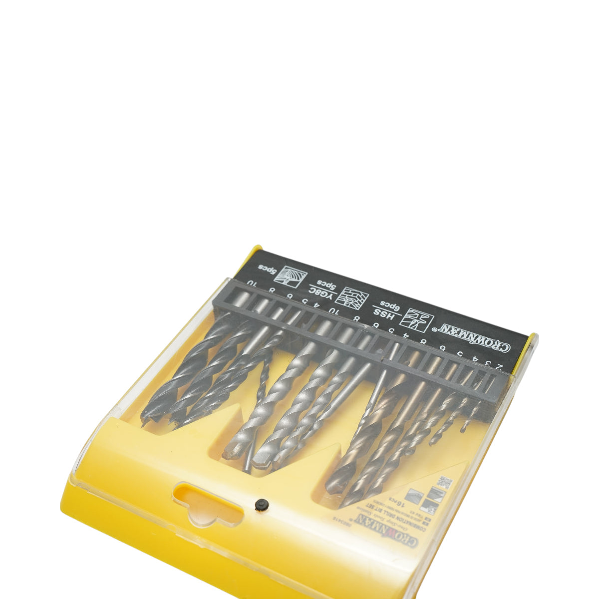 Set Crownman da 16 pezzi di punte da trapano a gambo cilindrico da 2-10 mm per legno, metallo, cemento