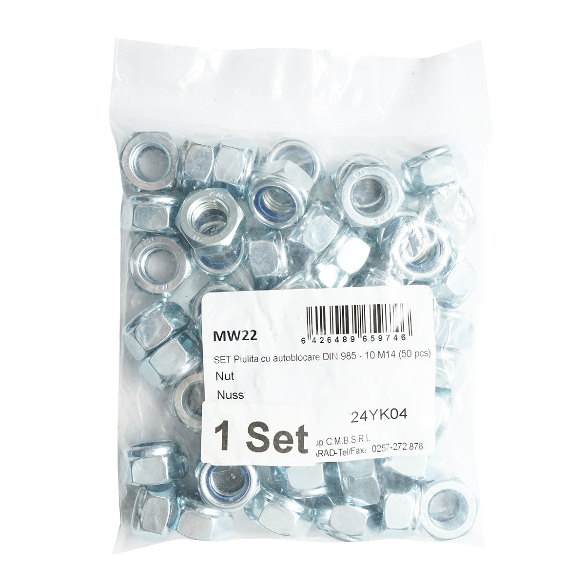 Set dadi autobloccanti zincati DIN 985 M14 G10 50 pezzi