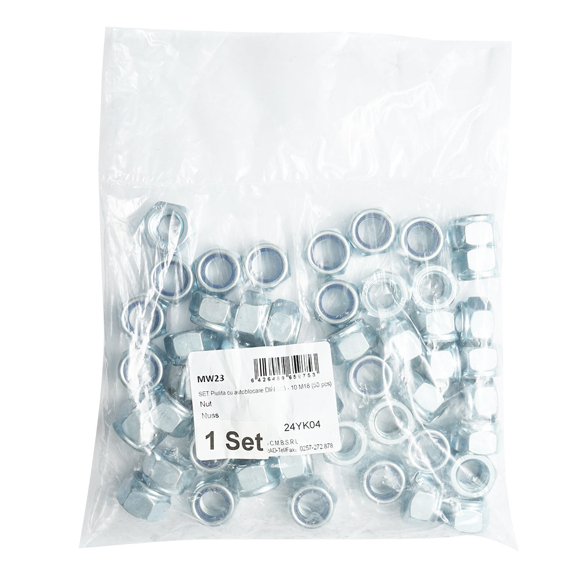 Set dadi autobloccanti zincati DIN 985 M18 G10 50 pezzi