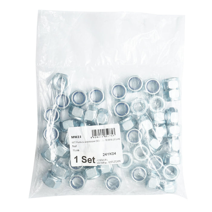 Set dadi autobloccanti zincati DIN 985 M18 G10 50 pezzi