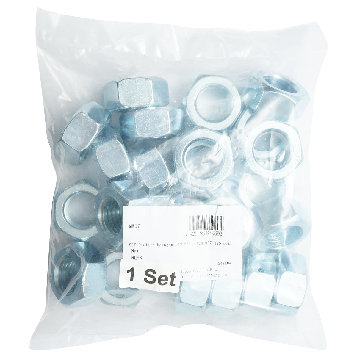 Set dadi esagonali DIN 934-8.8 M27 25 pezzi