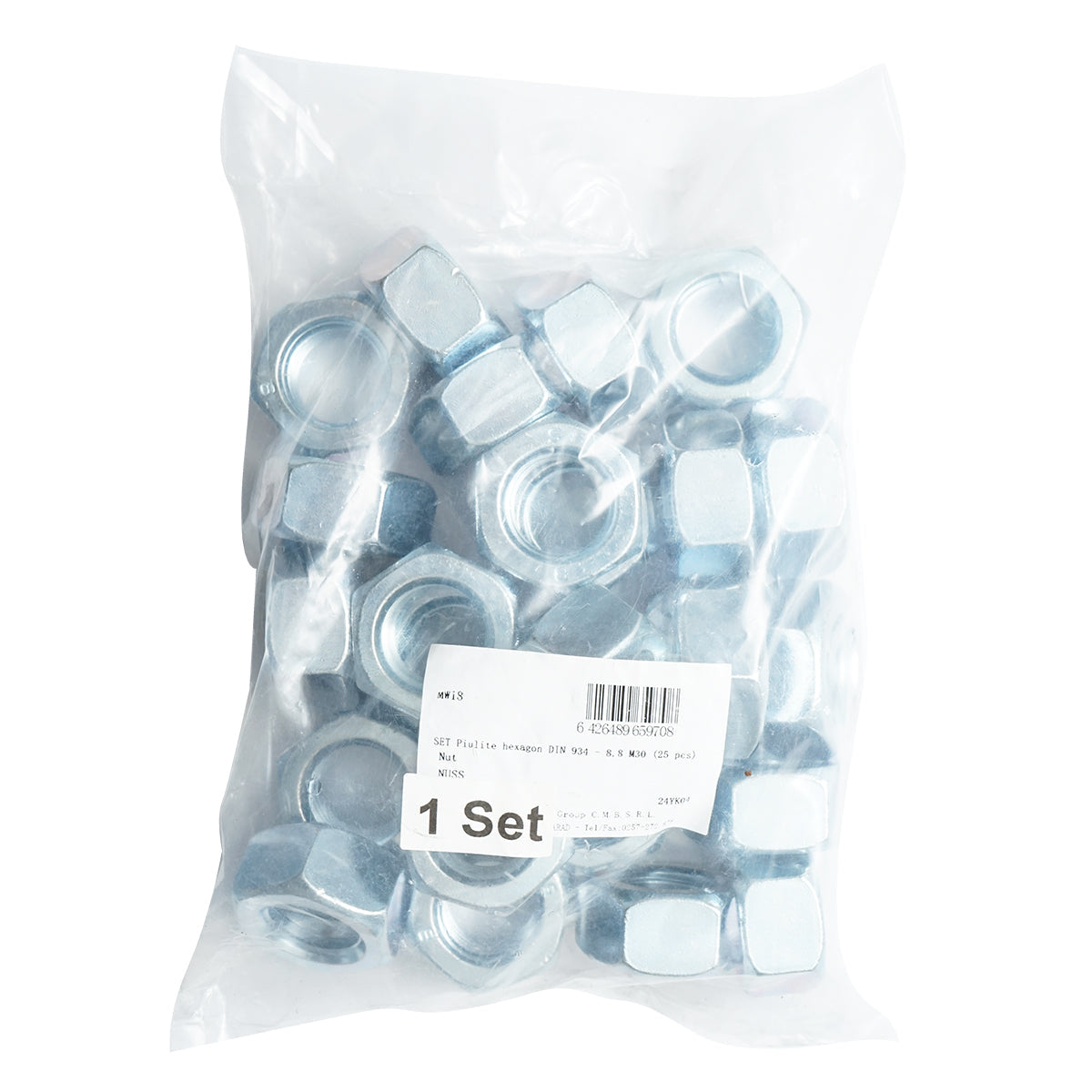 Set dadi esagonali DIN 934-8.8 M30 25 pezzi