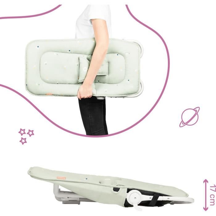 BADABULLE Sdraio pieghevole e ultracompatta, arco gioco, verde lichene/acqua