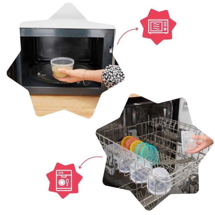 Badabulle Set di 12 vasetti portaoggetti per bebè, 250ml