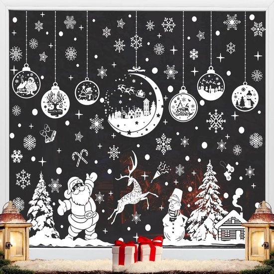 Decorazione di Natale per finestre - 9 pezzi di fiocchi di neve autoadesivi - immagini statiche di finestra riciclabili decorazione di finestra per mensola di finestra