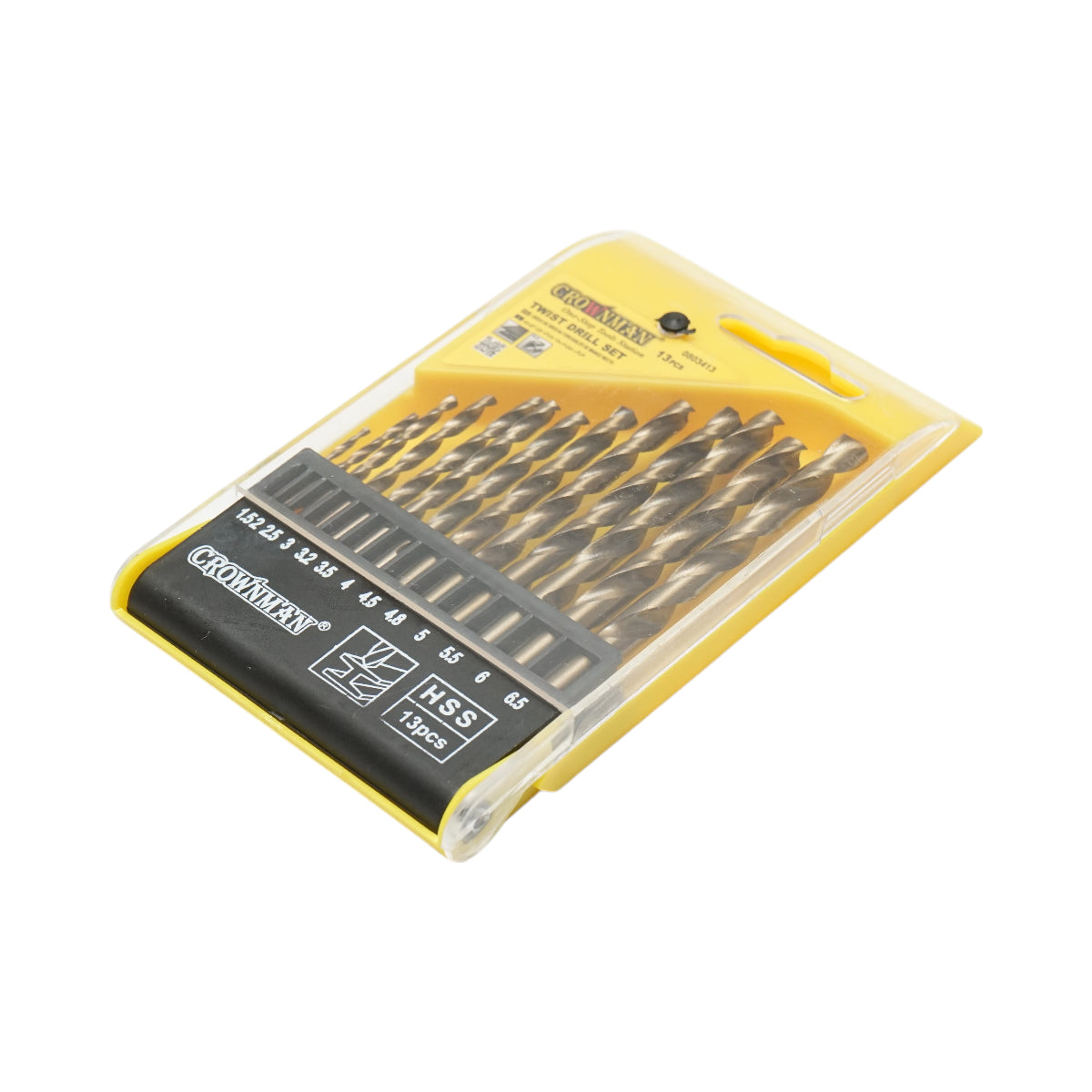 Set di 13 punte elicoidali HSS 1,5-6,5 mm DIN 338 con gambo cilindrico per metallo Crownman