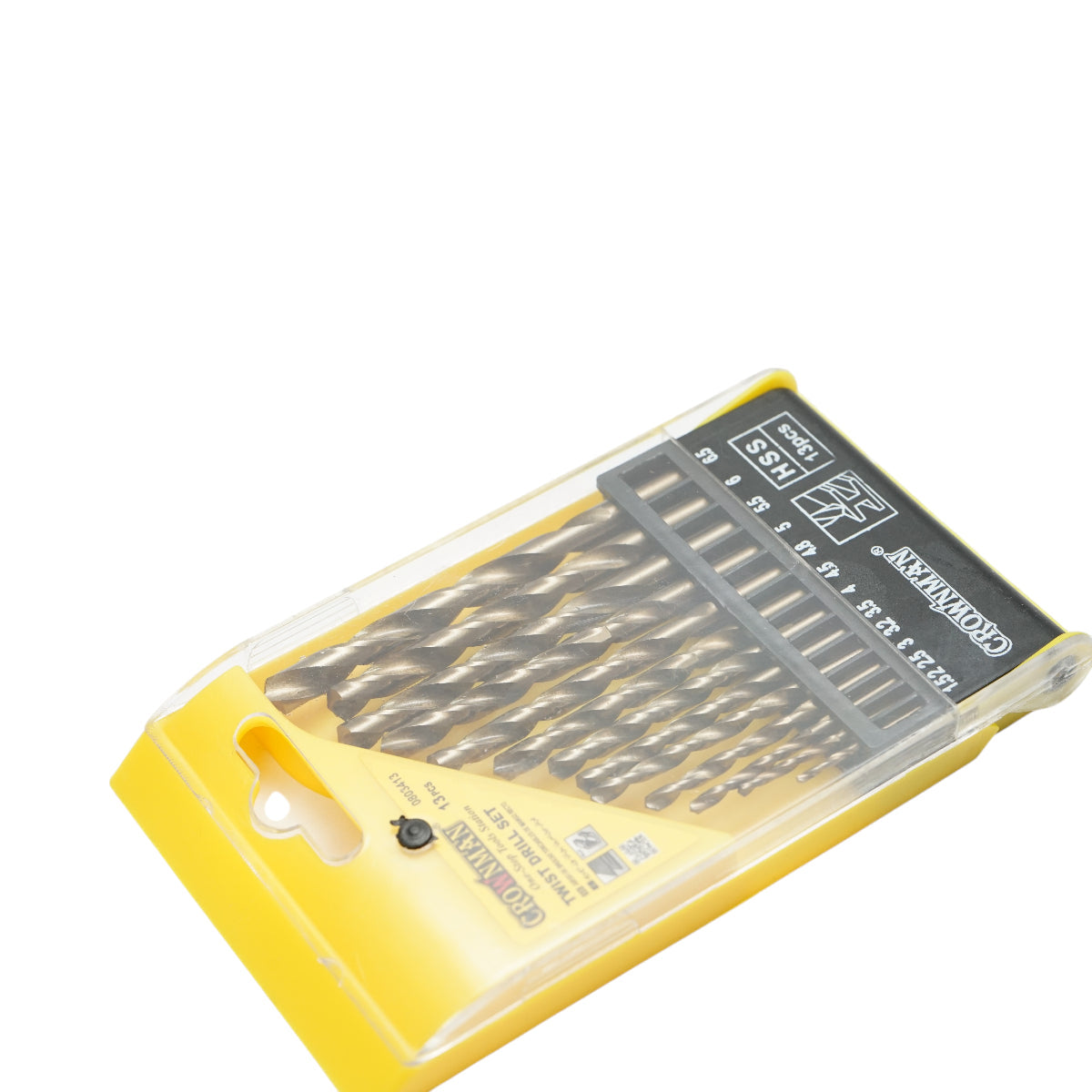 Set di 13 punte elicoidali HSS 1,5-6,5 mm DIN 338 con gambo cilindrico per metallo Crownman