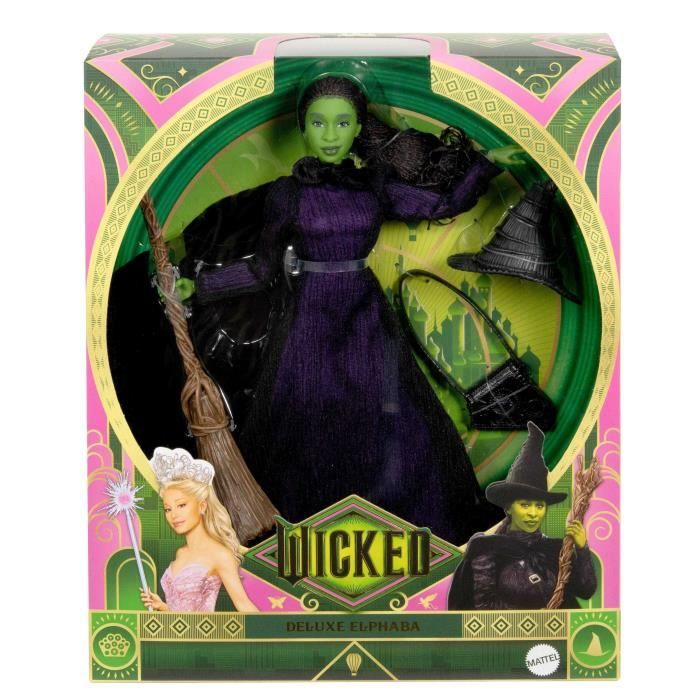 Bambola Mattel-Wicked-Elphaba con capelli intrecciati e pose multiple - Wicked - HXY38