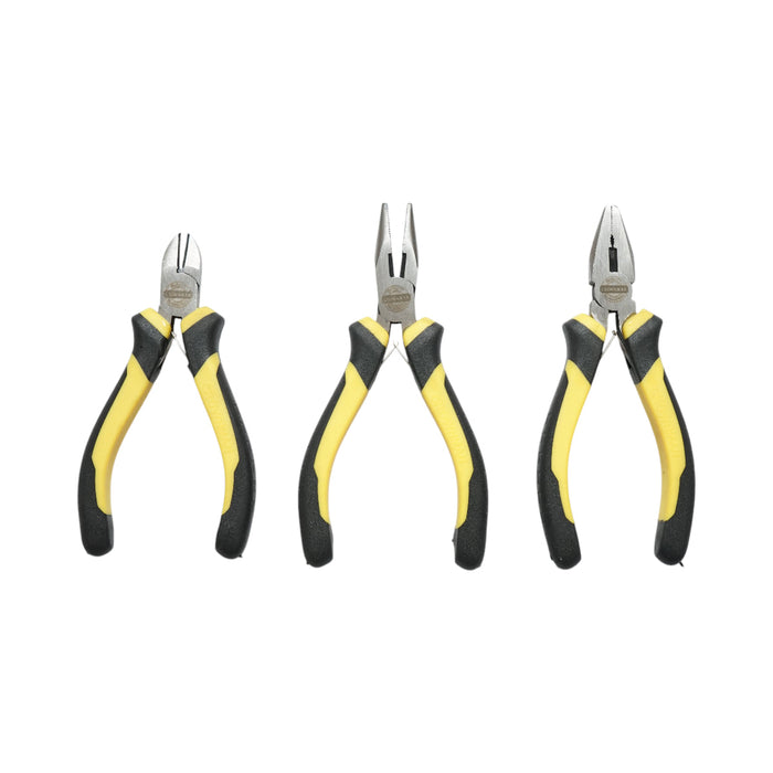 Set di 3 mini pinze combinate brevettate, a punta fine, punta affilata 115 mm Crownman