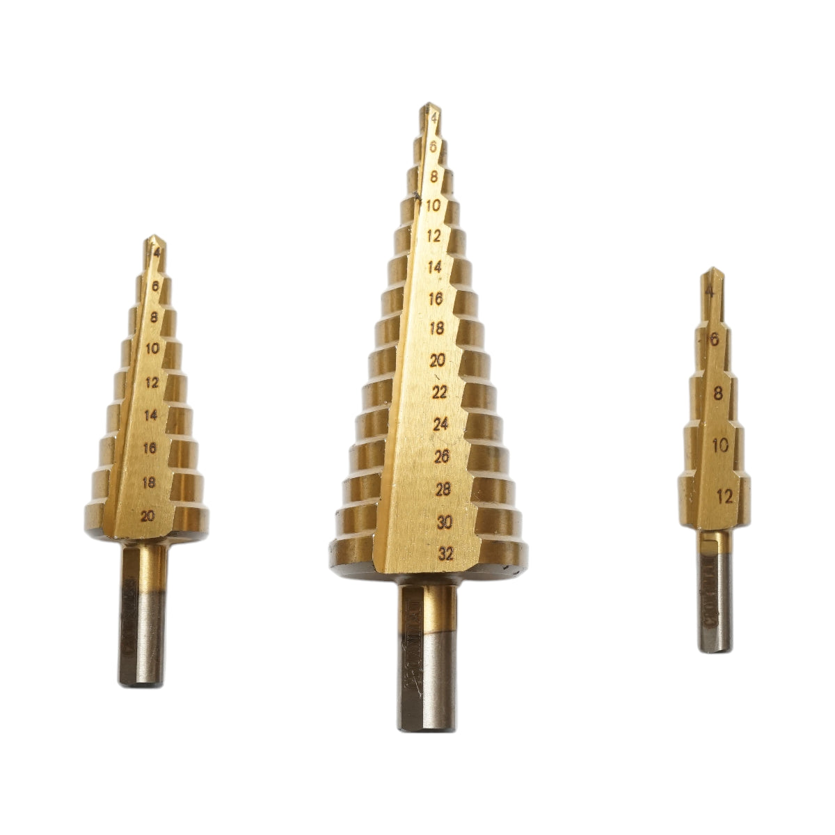 Set di 3 punte coniche da trapano a 5 stadi 4-12 mm, 9 stadi 4-20 mm, 15 stadi 4-35 mm in acciaio HSS 4241 per metallo, alluminio, legno Crownman