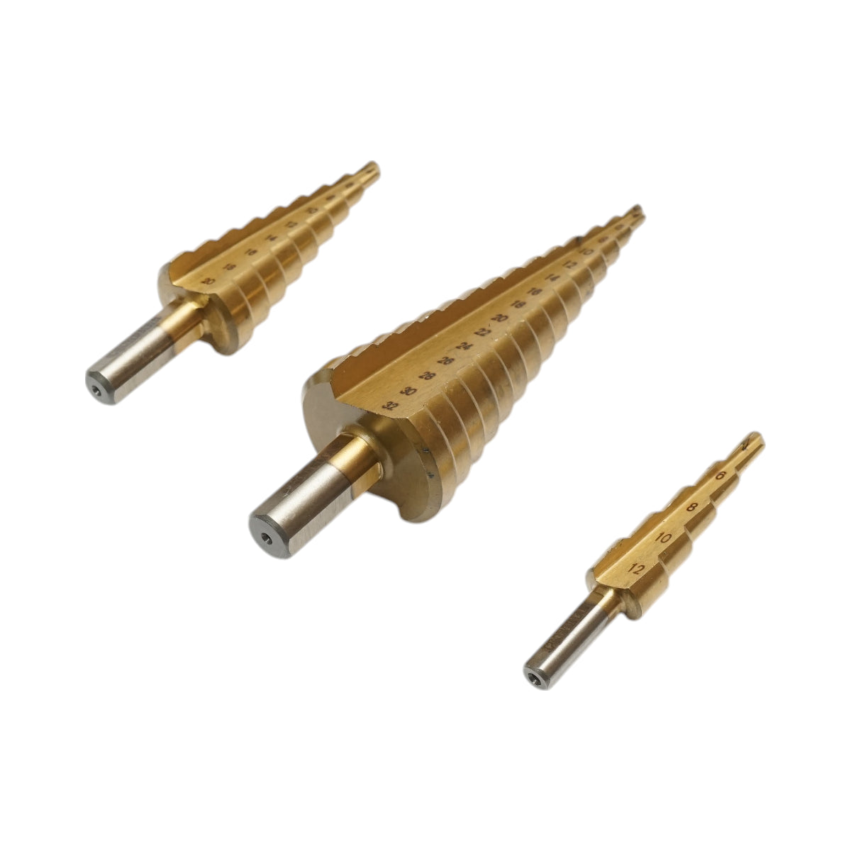 Set di 3 punte coniche da trapano a 5 stadi 4-12 mm, 9 stadi 4-20 mm, 15 stadi 4-35 mm in acciaio HSS 4241 per metallo, alluminio, legno Crownman