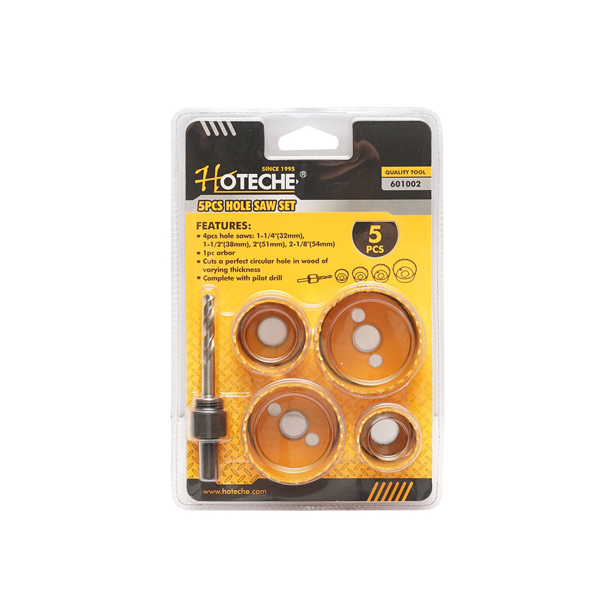 Set di 4 frese bimetalliche con adattatore mandrino per legno, cartongesso e plastica, Hoteche