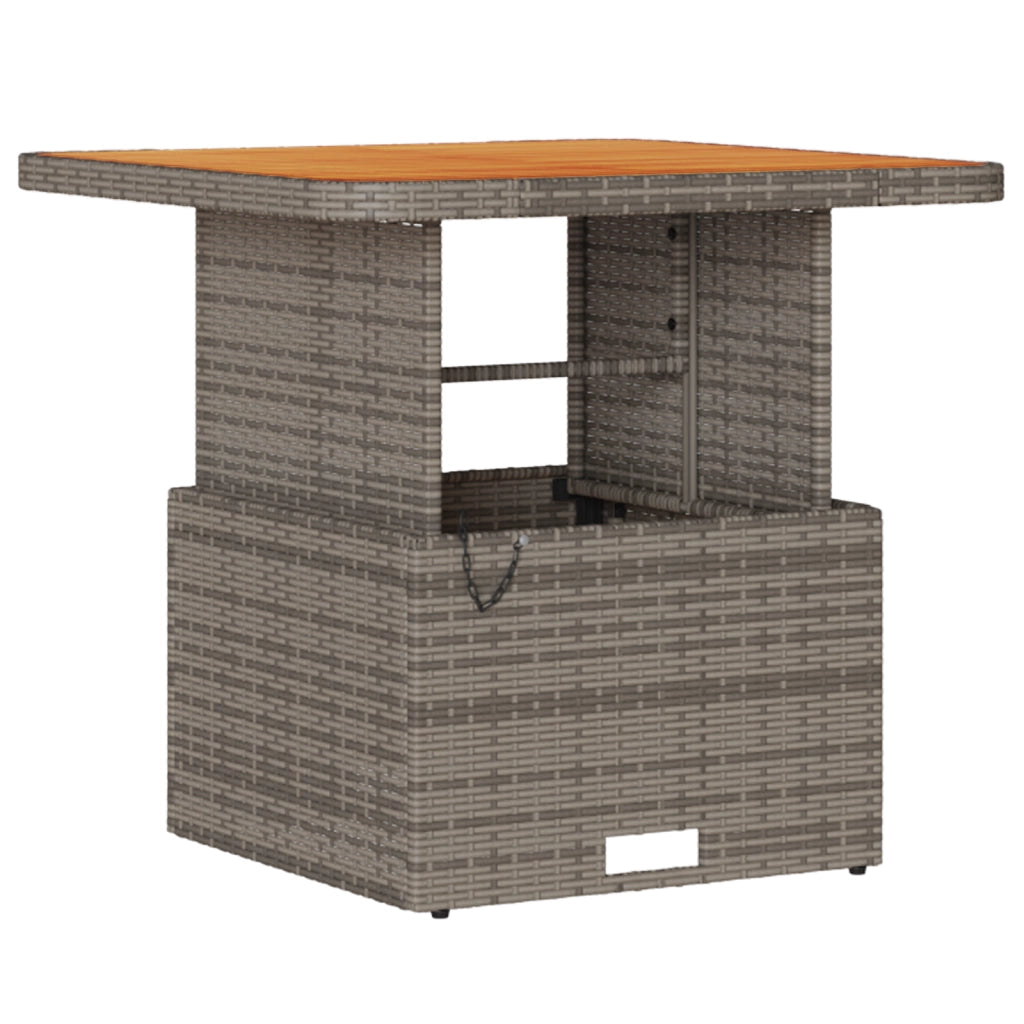 Set da Pranzo da Giardino in 3 Pezzi con Cuscini Grigio in Polyrattan e Acacia