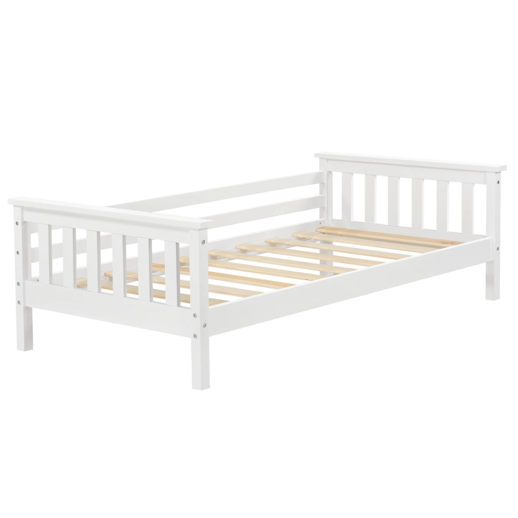 Letto per Cameretta Nuuk in Legno di Pino con Barre Protettive 70x140 cm Bianco [en.casa]