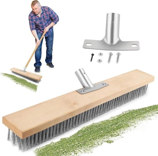 Polveratore a filo da 50 cm - polveratore per la rimozione di licheni - setole in acciaio - rasoio per licheni e alghe in acciaio inossidabile - robusto strumento per la rimozione di licheni e alghe da parete doccia, garage.