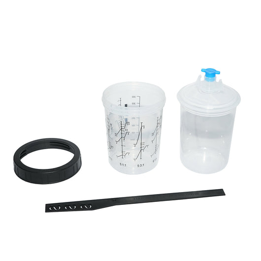 Set di 50 tazze di miscelazione per vernice da 400 ml con tappo filtrante da 125 micron per pistola per verniciatura