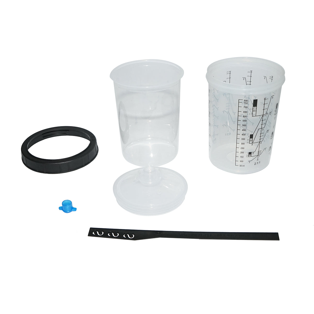 Set di 50 tazze di miscelazione per vernice da 800 ml con tappo filtrante da 125 micron per pistola per verniciatura