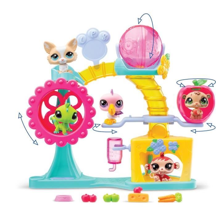 BANDAI - Littlest Pet Shop - Cofanetto Fun Factory - Playset con 2 animali, decorazioni e accessori - BF00519