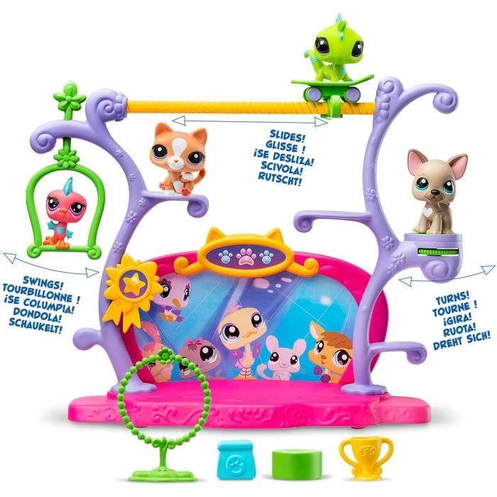 BANDAI - Littlest Pet Shop - Pets Got Talent Playset - Playset con 2 animali, decorazioni e accessori - BF00558