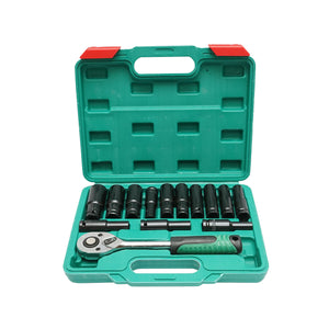 Set di chiavi a bussola a percussione lunghe da 14 pezzi con cricchetto Breckner Germany