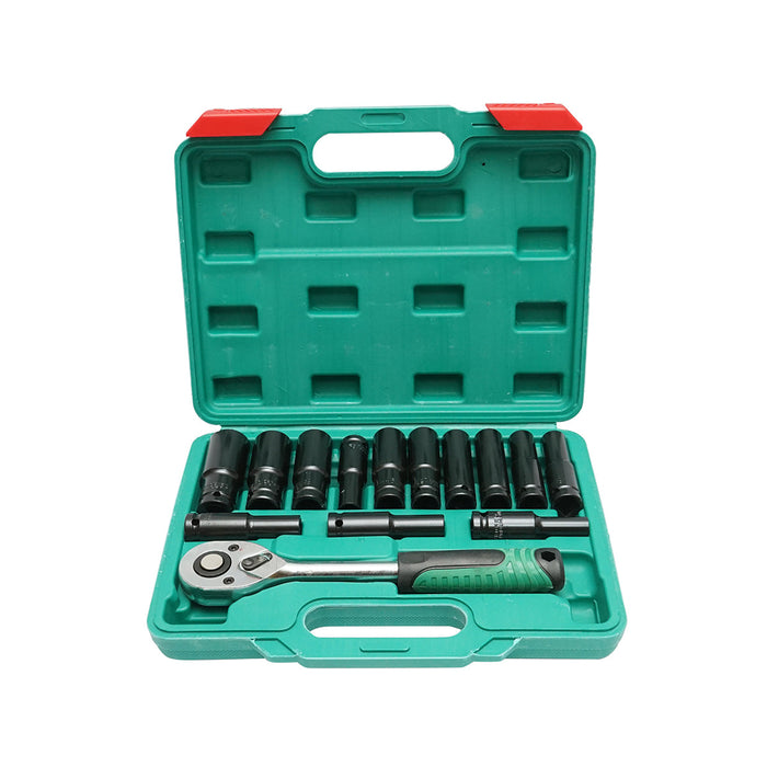 Set di chiavi a bussola a percussione lunghe da 14 pezzi con cricchetto Breckner Germany