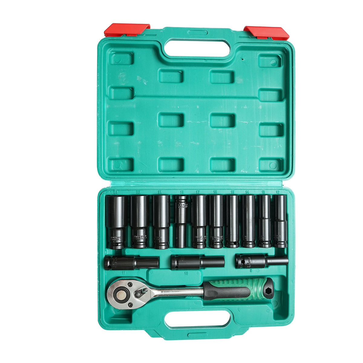 Set di chiavi a bussola a percussione lunghe da 14 pezzi con cricchetto Breckner Germany